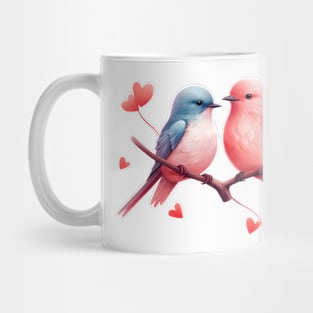 Valentine Kissing Wagtail Bird Couple Mug